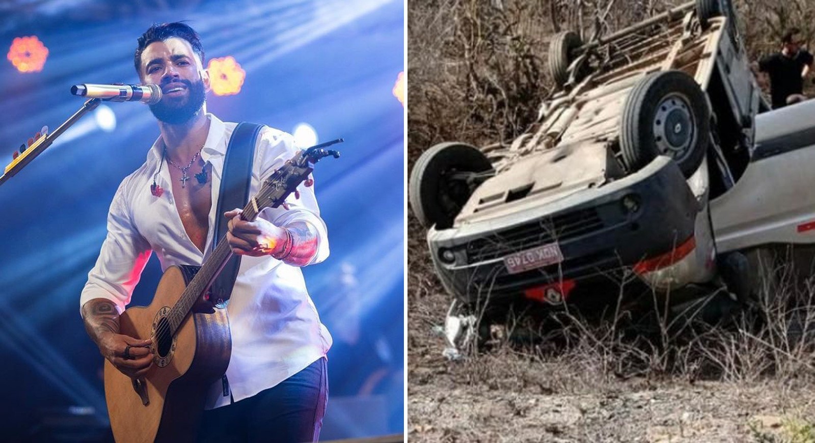 Equipe de Gusttavo Lima se envolve em acidente de van na Paraíba; cantor não estava no veículo