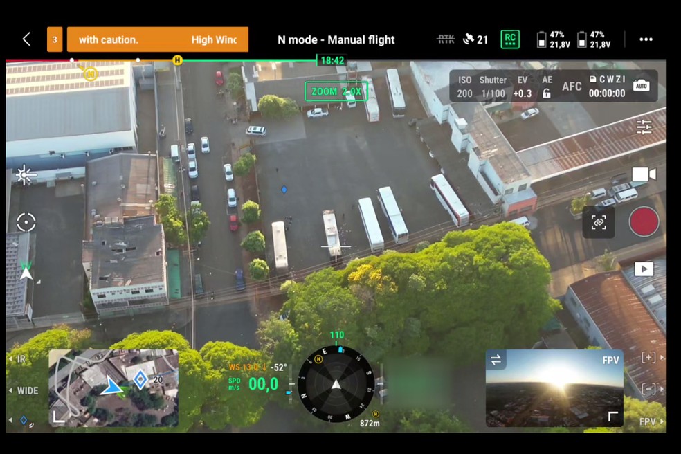 Tela da captação do drone da Receita Federal — Foto: RPC