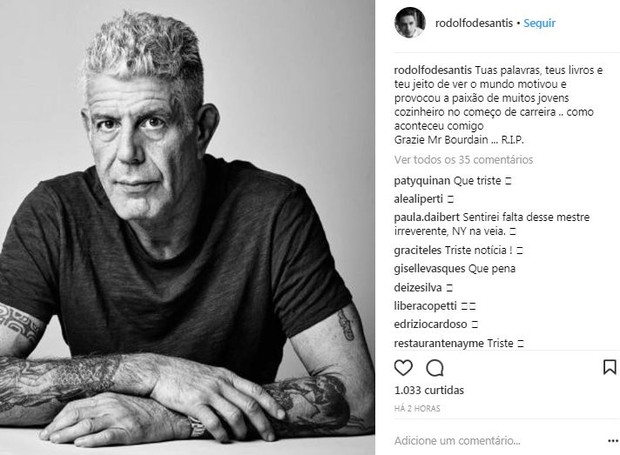 Post do chef Rodolfo de Santis (Foto: Instagram/Reprodução)