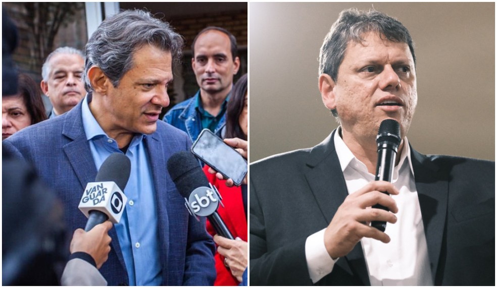 Os candidatos Fernando Haddad (PT) e Tarcísio de Freitas (Republicanos), que disputam o governo de São Paulo em 2022. — Foto: Montagem/g1/Divulgação