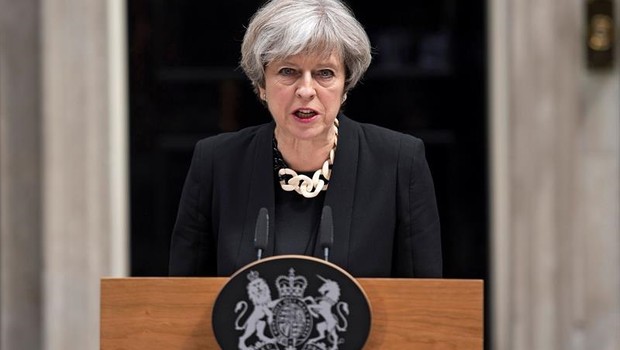 A primeira-ministra do Reino Unido, Theresa May, faz pronunciamento após novo ataque terrorista a Londres  (Foto: EFE)