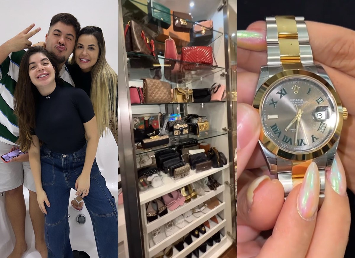 GKay e Álvaro Xaro mostraram closet luxuoso com direito a Rolex de R$ 79 mil de Deolane Bezerra (Foto: Reprodução / Instagram)