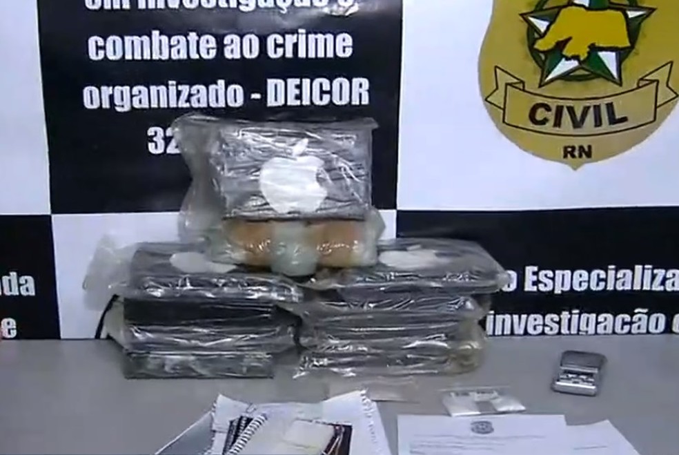 Droga foi apreendida com suspeitos em Natal. &mdash; Foto: Reprodu&ccedil;&atilde;o/Inter TV Cabugi