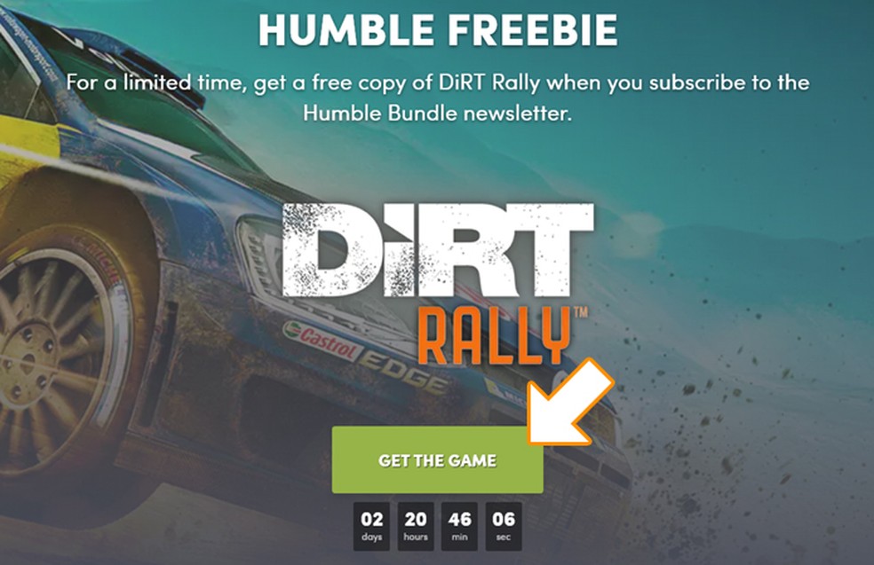 Ao ser levado para esta página de Dirt Rally na Humble Store clique em "Get the Game" — Foto: Reprodução/Rafael Monteiro