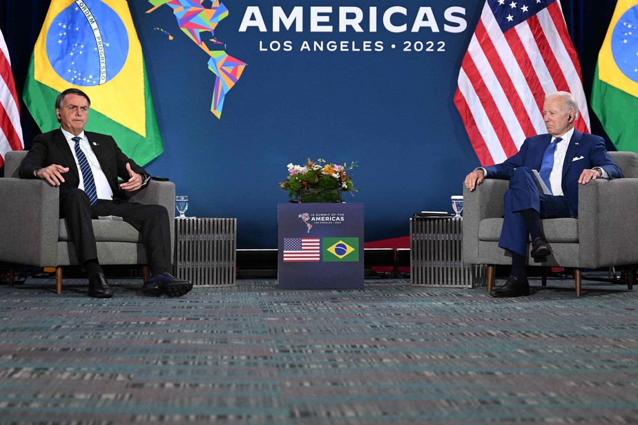 Encontro entre o presidente Jair Bolsonaro e seu homólogo americano Joe Biden em Los Angeles