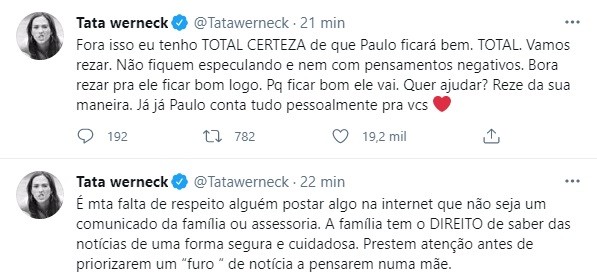 Tata Werneck fala sobre Paulo Gustavo (Foto: Reprodução/Twitter)