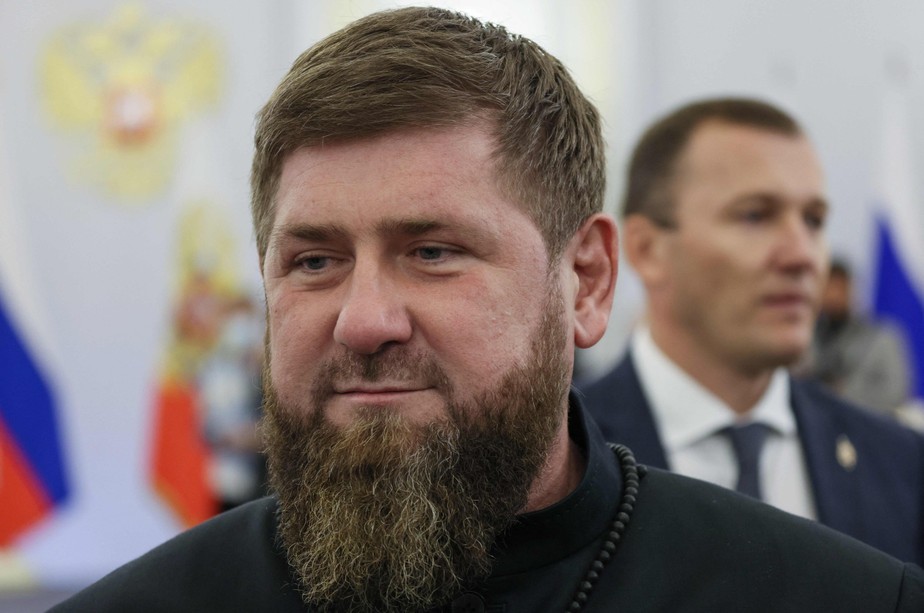 Líder checheno Ramzan Kadyrov em Moscou, durante cerimônia de anexação de quatro territórios ucranianos
