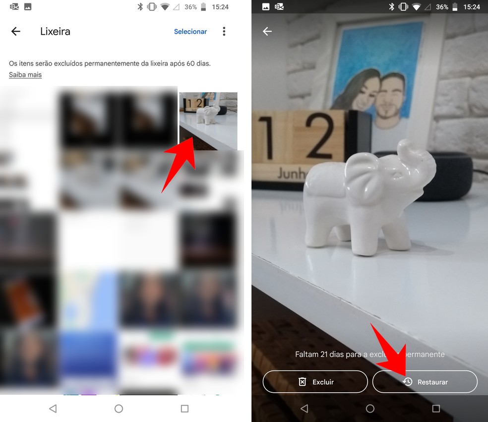 Veja como restaurar foto apagada do Google Fotos pelo celular — Foto: Reprodução/Rodrigo Fernandes
