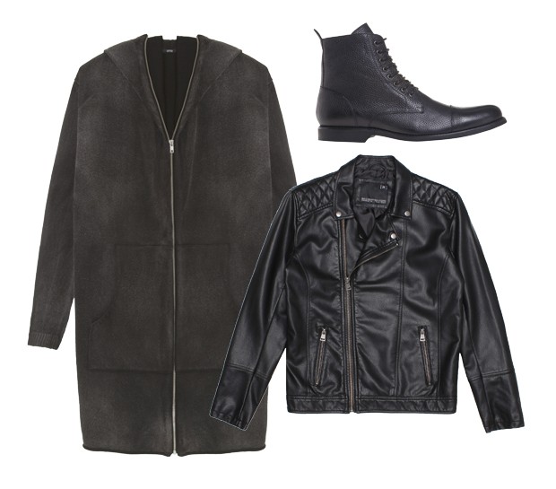 'Mad Max': casaco UMA (sob consulta), bota Noir, Le Lis (R$ 498) e jaqueta Renner (R$ 299) (Foto: Divulgação)