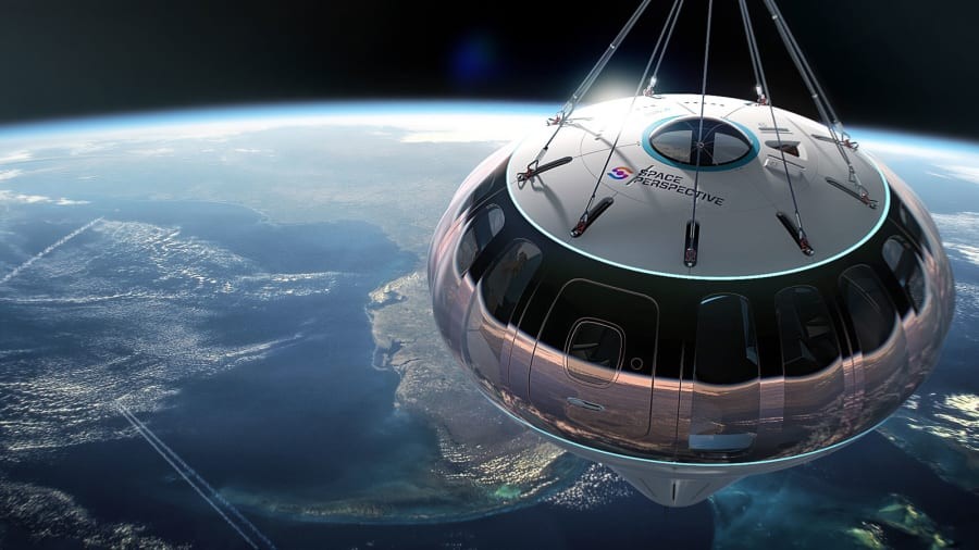 Um voo inaugural do balão alcançou altura de 33 mil metros (Foto: Space Perspective )