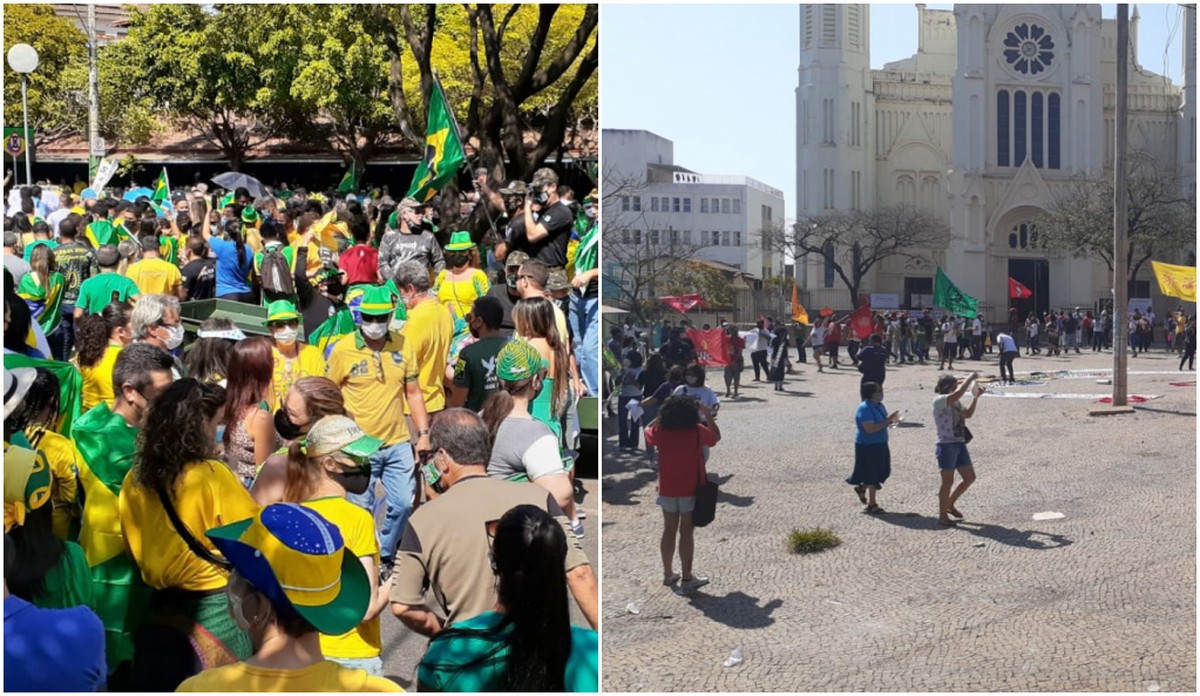 Montes Claros tem protestos a favor e contra o presidente Jair Bolsonaro