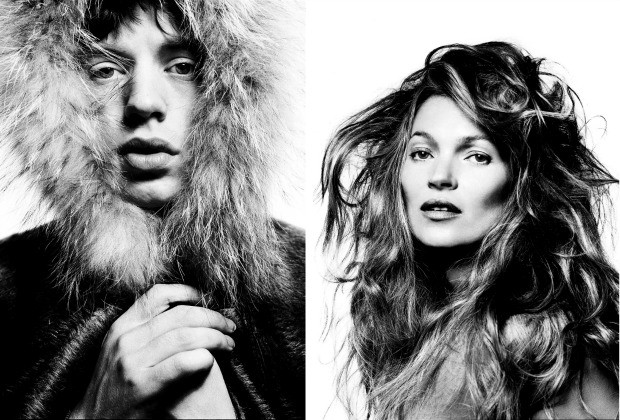 Mick Jagger e Kate Moss retratados por David Bailey (Foto: David Bailey / Divulgação)