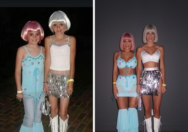 Kylie e Kendall Jenner usam fantasias iguais a looks usados na infância (Foto: Reprodução/Instagram)