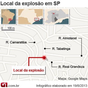 mapa explosão brasilândia (Foto: Arte/G1)