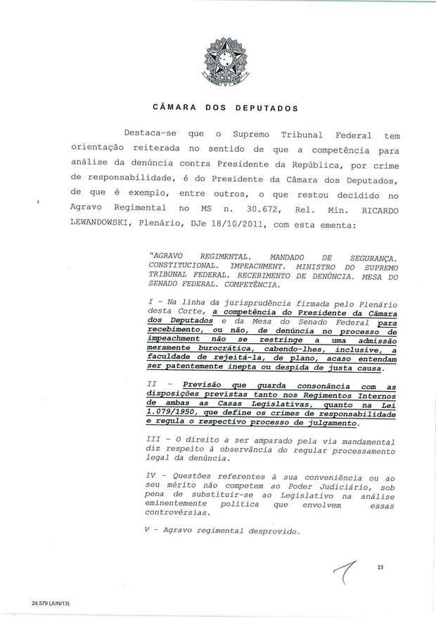 13 - Leia íntegra da decisão de Cunha que abriu processo de impeachment (Foto: Reprodução)