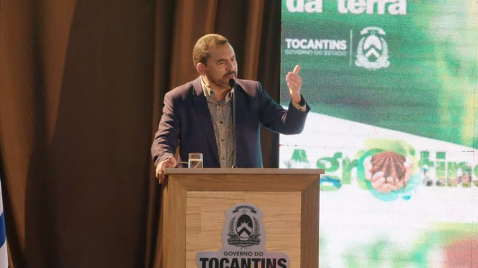 Governador Wanderlei Barbosa discursa durante lançamento da Agrotins 2022 — Foto: Reprodução