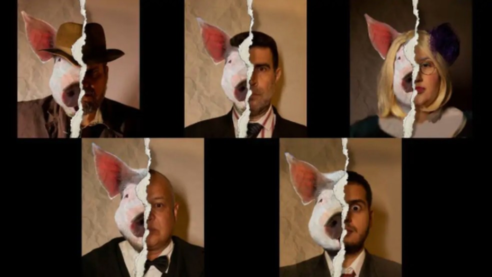 Elenco do “Aos Porcos”. — Foto: Reprodução