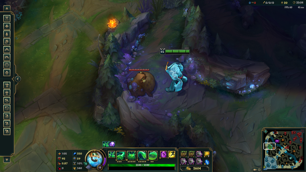 O solitário Grompe no mapa Summoner's Rift em League of Legends (Foto: Reprodução/Victor de Abreu)