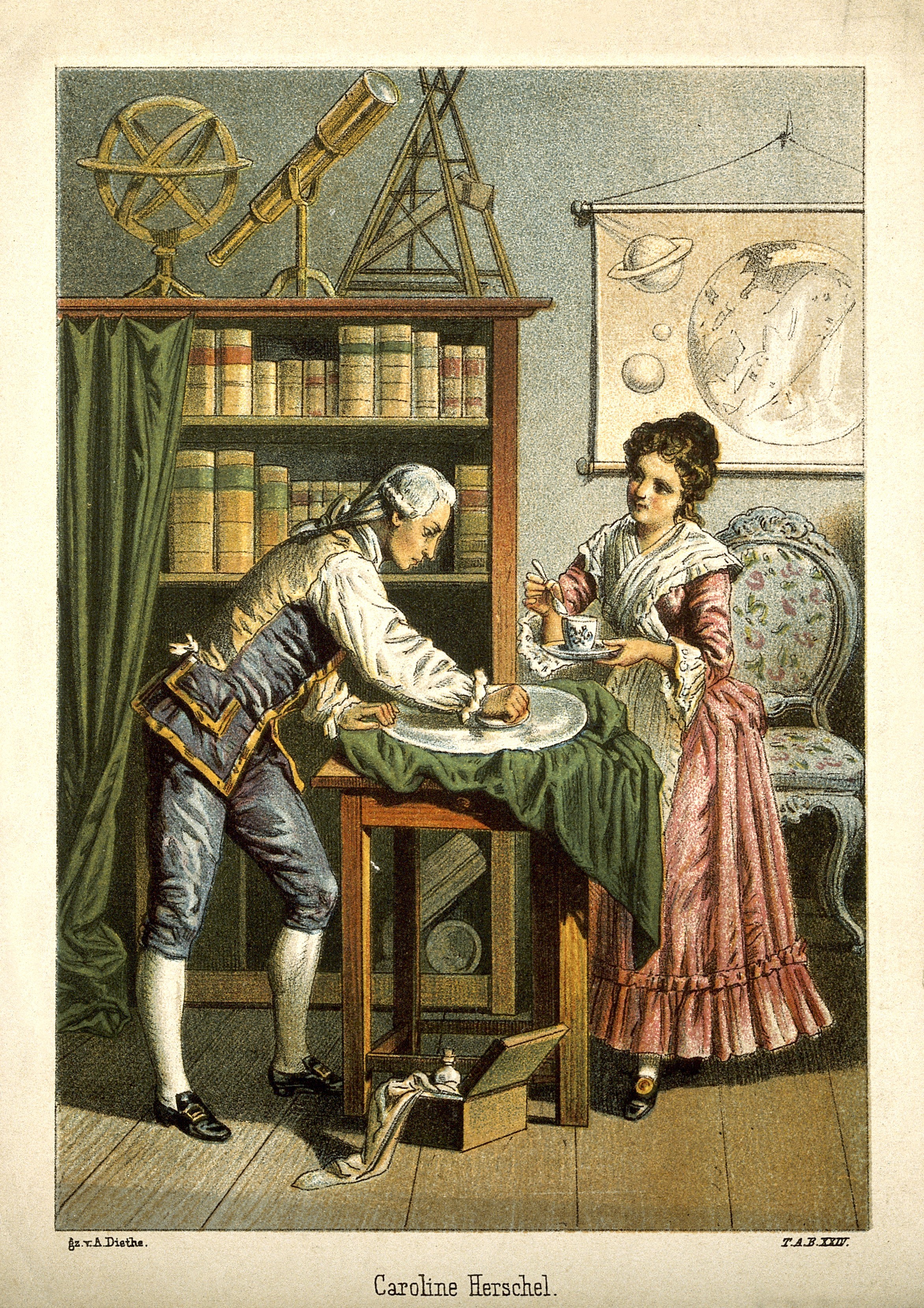 Ilustração de William e Caroline trabalhando juntos (Foto: Wikimedia)