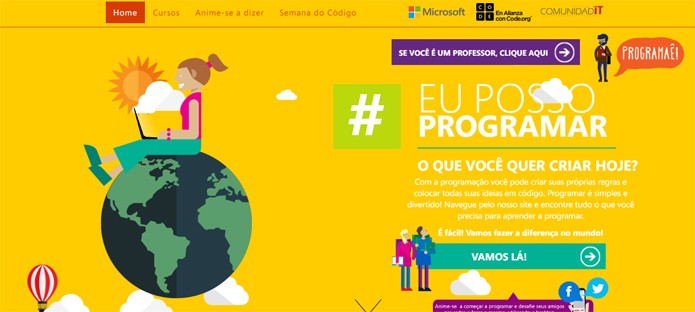 Página da campanha #EuPossoProgramar, uma iniciativa Microsoft e Programaê (Foto: Reprodução)