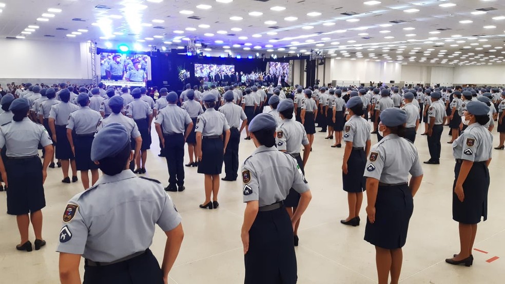 Com maioria de mulheres, Rio Grande do Norte forma turma com 290 novos policiais militares — Foto: Sérgio Henrique Santos/Inter TV Cabugi