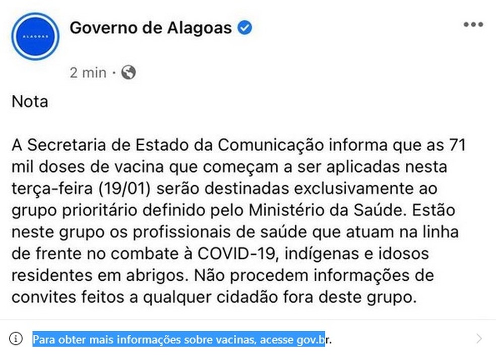 Governo de Alagoas nega que fez convite a Carlinhos Maia para ser uma das primeiras pessoas a tomar a CoronaVac no estado. — Foto: Reprodução/Instagram