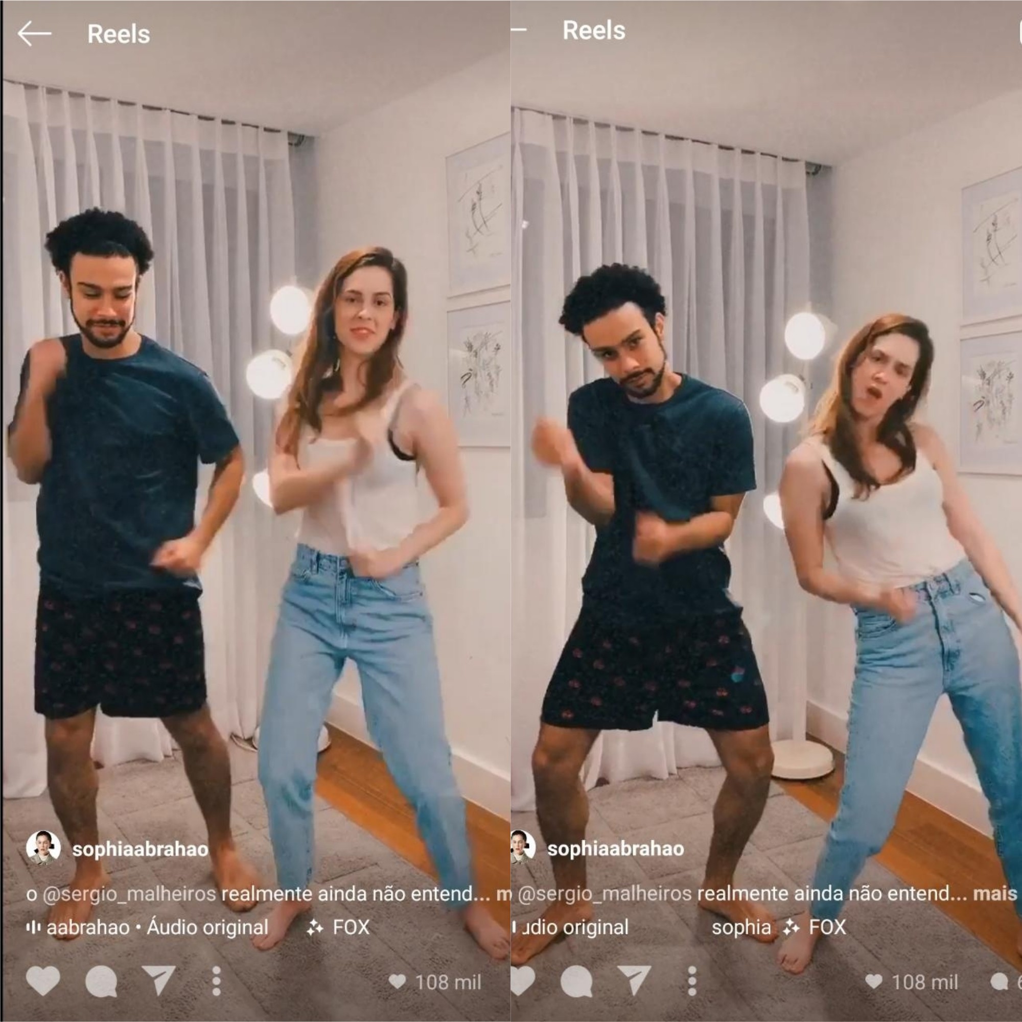 Sophia e Sérgio dançam juntos em vídeo para o Reels (Foto: Reprodução/Instagram)