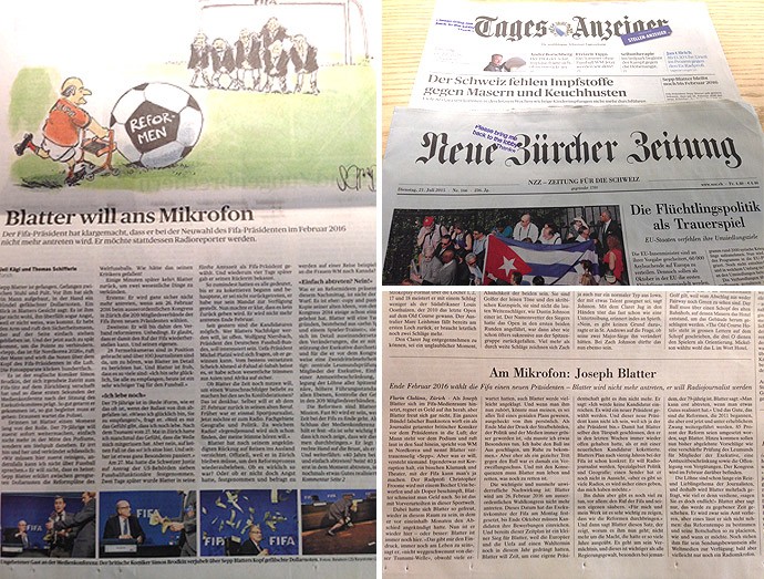 Montagem Jornais Blatter (Foto: Reprodução)