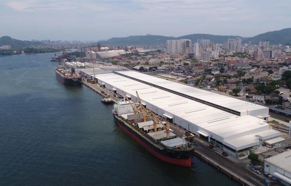 Novo terminal que a Eldorado constrói em Santos para escoamento da produção feita em MS está praticamente pronto — Foto: Eldorado/Divulgação