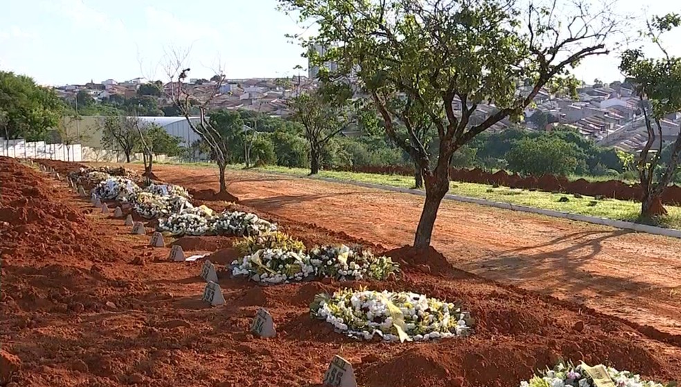 Cemitério de Sorocaba passou a receber vítimas com suspeita ou diagnóstico confirmado de Covid-19 — Foto: Witter Veloso/TV TEM
