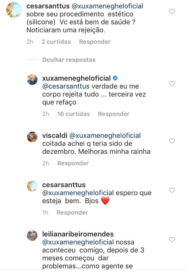 Xuxa interage com internauta (Foto: Reprodução/Instagram)