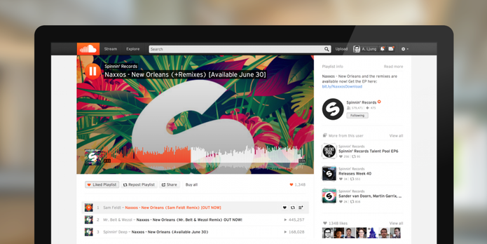 SoundCloud coloca mais informações no mesmo lugar, no centro da tela (Foto: Divulgação/SoundCloud) SoundCloud coloca mais informações no mesmo lugar, no centro da tela (Foto: Divulgação/SoundCloud)