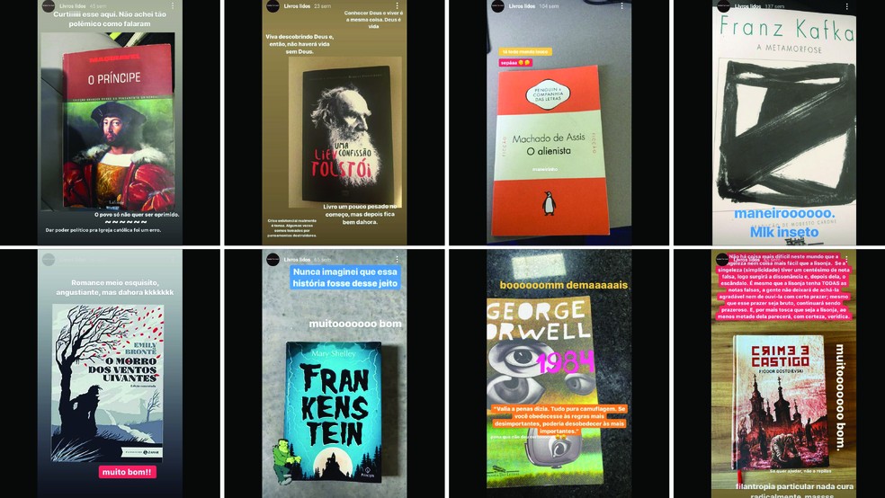 Caso Willian Bigode e Scarpa: Imagem com prints do Instagram de Gustavo Scarpa onde ele mostra livros já lidos por ele.