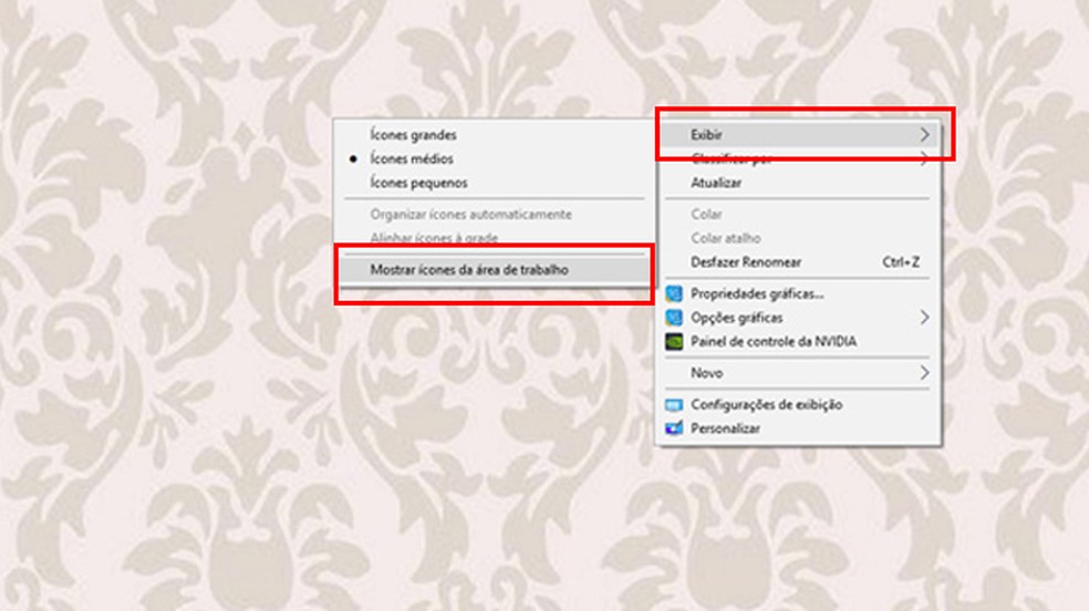 Como desativar ícones na área de trabalho — Foto: Reprodução/Giulia Araújo