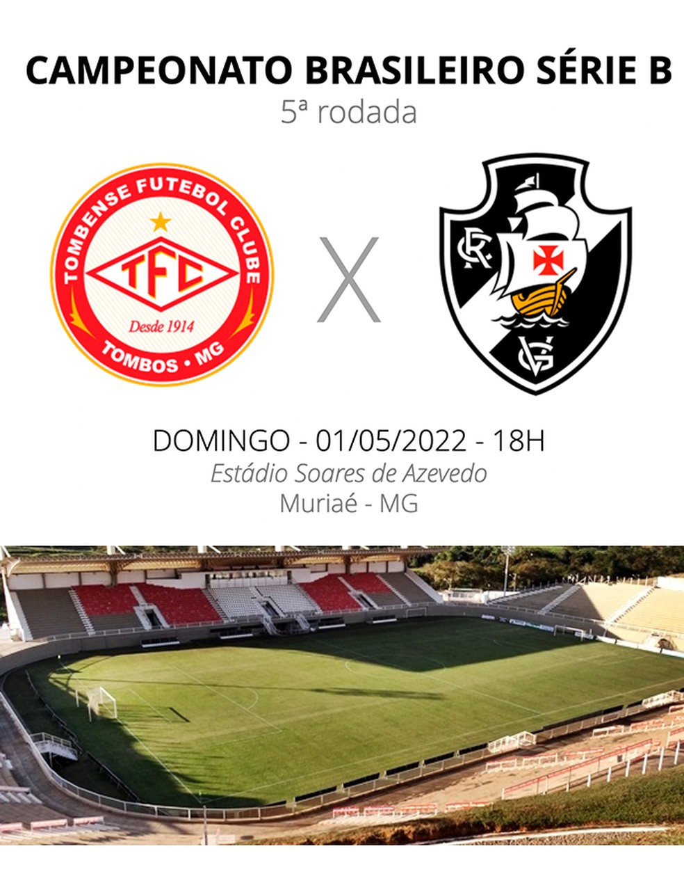 Tombense x Vasco, ficha técnica, Série B do Campeonato Brasileiro — Foto: ge.globo