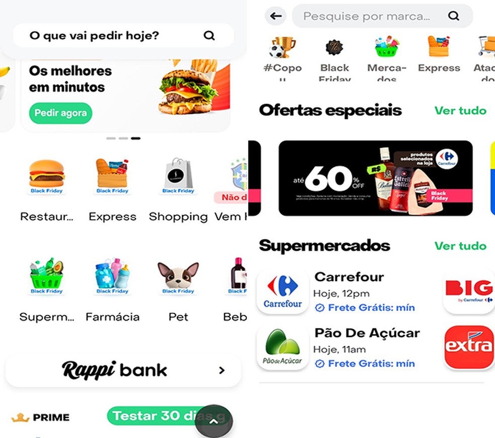 Rappi conta com promoção de taxas grátis e desconto em produtos nesta Black Friday — Foto: Reprodução/Flávia Fernandes