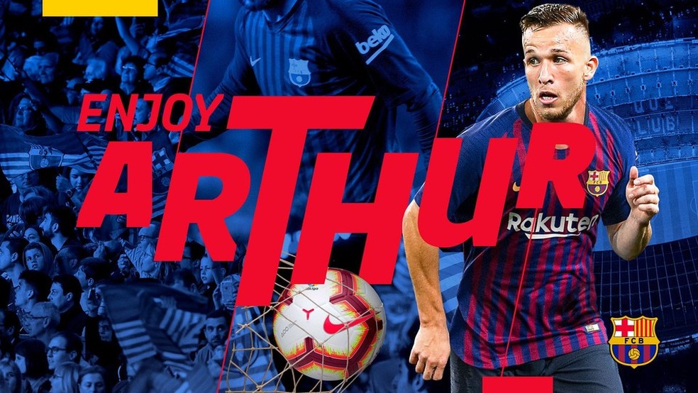 Arthur é o novo reforço do Barcelona (Foto: Reprodução / Barcelona)