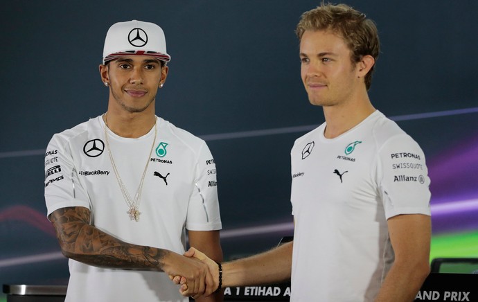 Hamilton e Rosberg coletiva GP Abu Dhabi (Foto: Reuters)