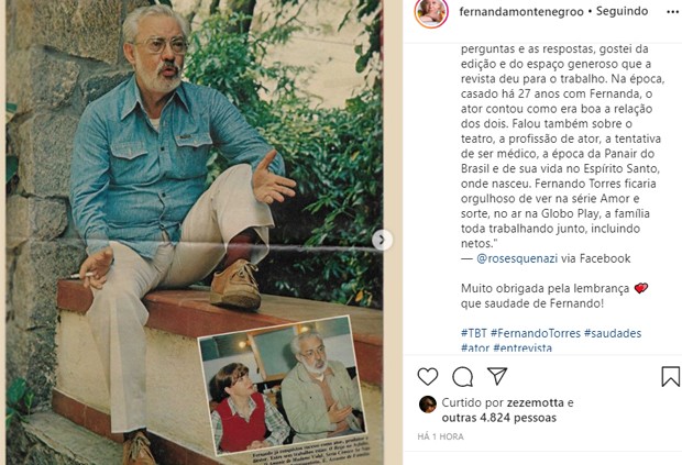 Fernanda Montenegro fala da saudade do marido, Fernando Torres, que morreu em 2008 (Foto: Arquivo pessoal)
