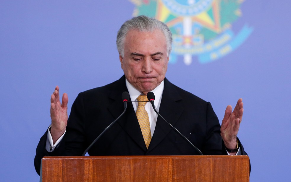 O presidente Michel Temer durante cerimônia no Palácio do Planalto — Foto: Walterson Rosa/Framephoto/Estadão Conteúdo