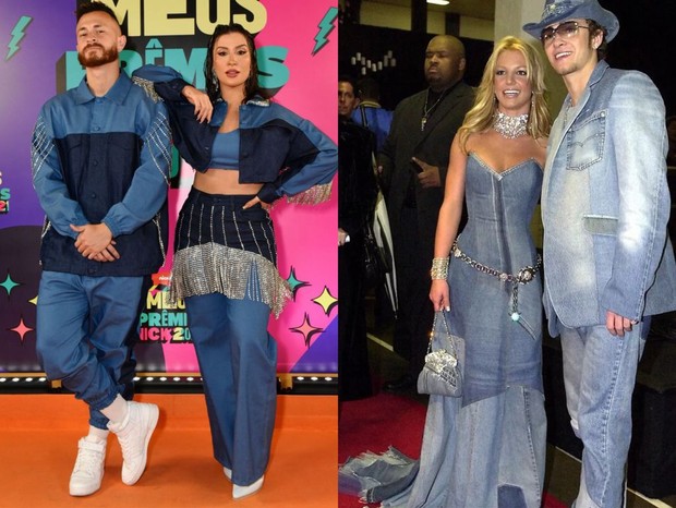 Bianca Andrade e Fred reproduzem looks jeans de Britney Spears e Justin Timberlake (Foto: Rodrigo Trevisan/Getty)