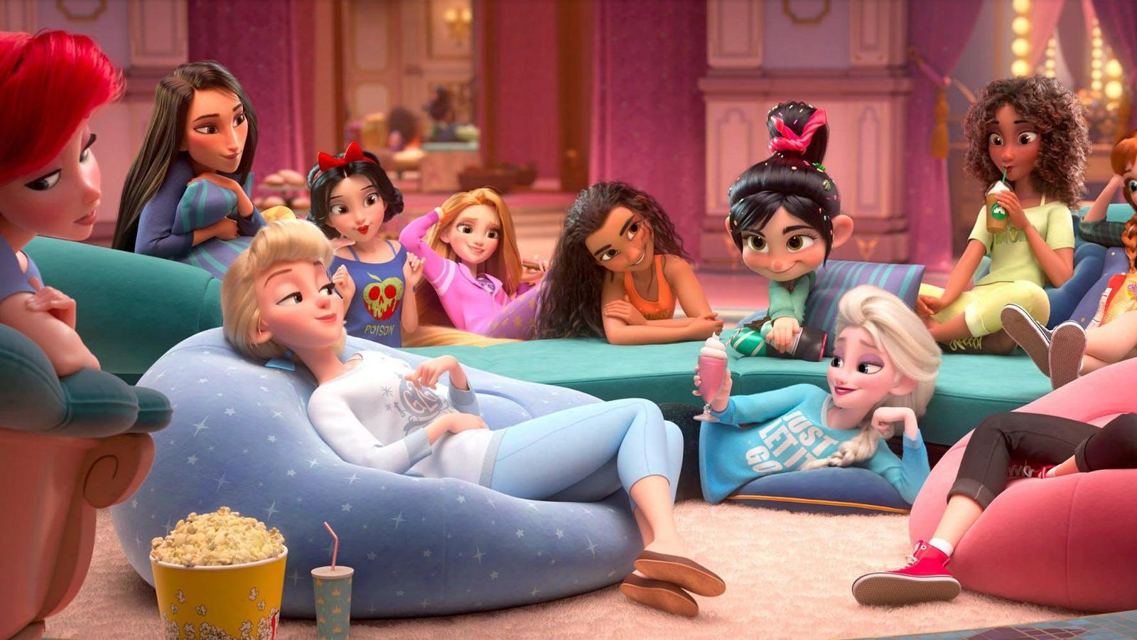 A cena de Detona Ralph 2 com a reunião das Princesas Disney (Foto: Reprodução)