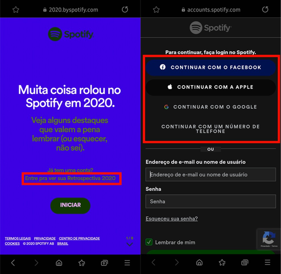 La retrospettiva di Spotify è accessibile dal browser mobile - Foto: Riproduzione / TechTudo