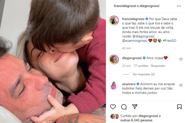 Franciele e Diego Grossi anunciam reconciliação (Foto: Reprodução/Instagram)