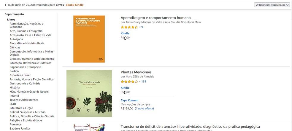 Amazon libera versão digital de livros gratuitamente — Foto: Reprodução/Guilherme Ramos