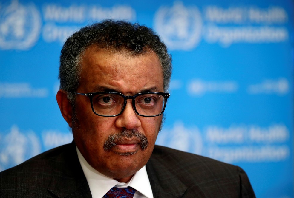 Tedros Adhanom Ghebreyesus, diretor da OMS, fala em entrevista coletiva, em imagem de arquivo — Foto: Reuters/Denis Balibouse