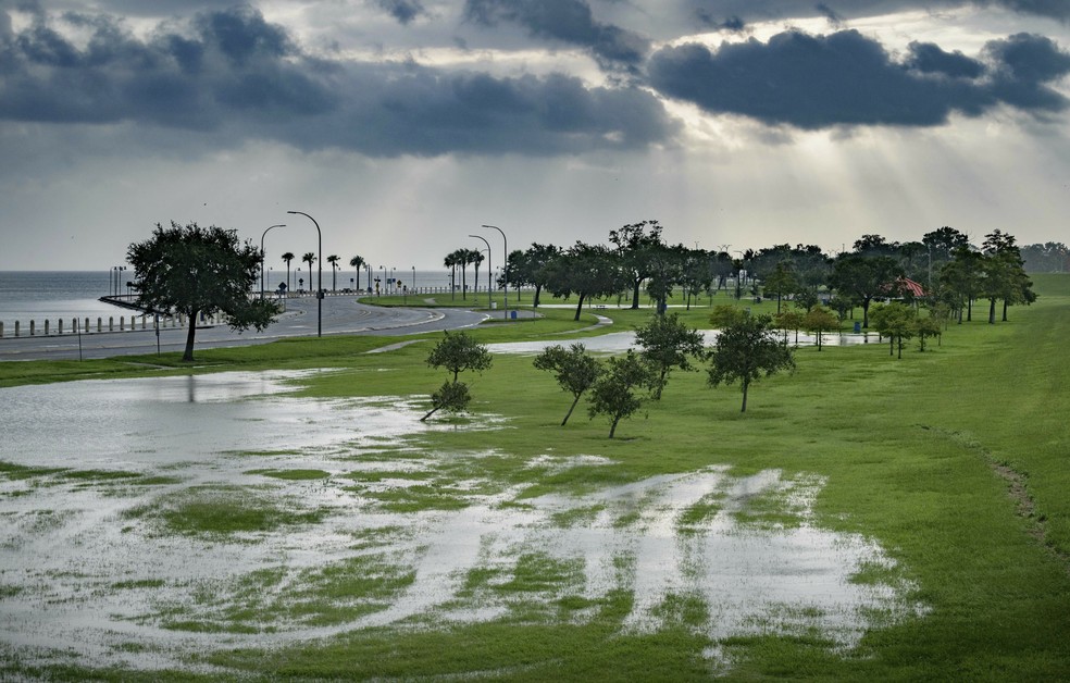 Tempestade tropical Barry leva fortes chuvas e ventos Ã  costa sul da Louisiana, nos EUA â Foto: Photo/Matthew Hinton
