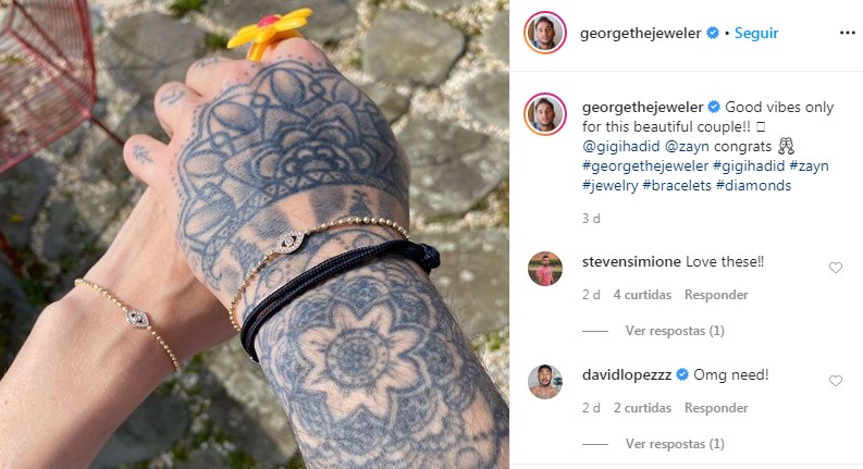 George Khalife fez braceletes iguais para Gigi e Zayn (Foto: Reprodução)