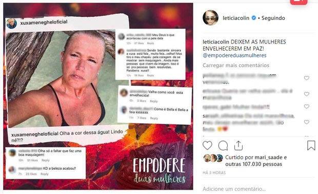 Letícia Colin defende Xuxa (Foto: Reprodução)