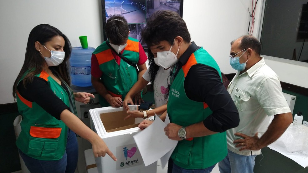 Primeiro lote de vacinas pediátricas do Ceará chegou com 55 mil doses de Pfizer/BioNTech. — Foto: Sesa/Reprodução